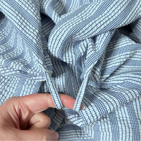 Eileen West Blue Off White Plaid Stripe Robe 3/4 Sleeves Size Small Medium - Picture 13 of 15